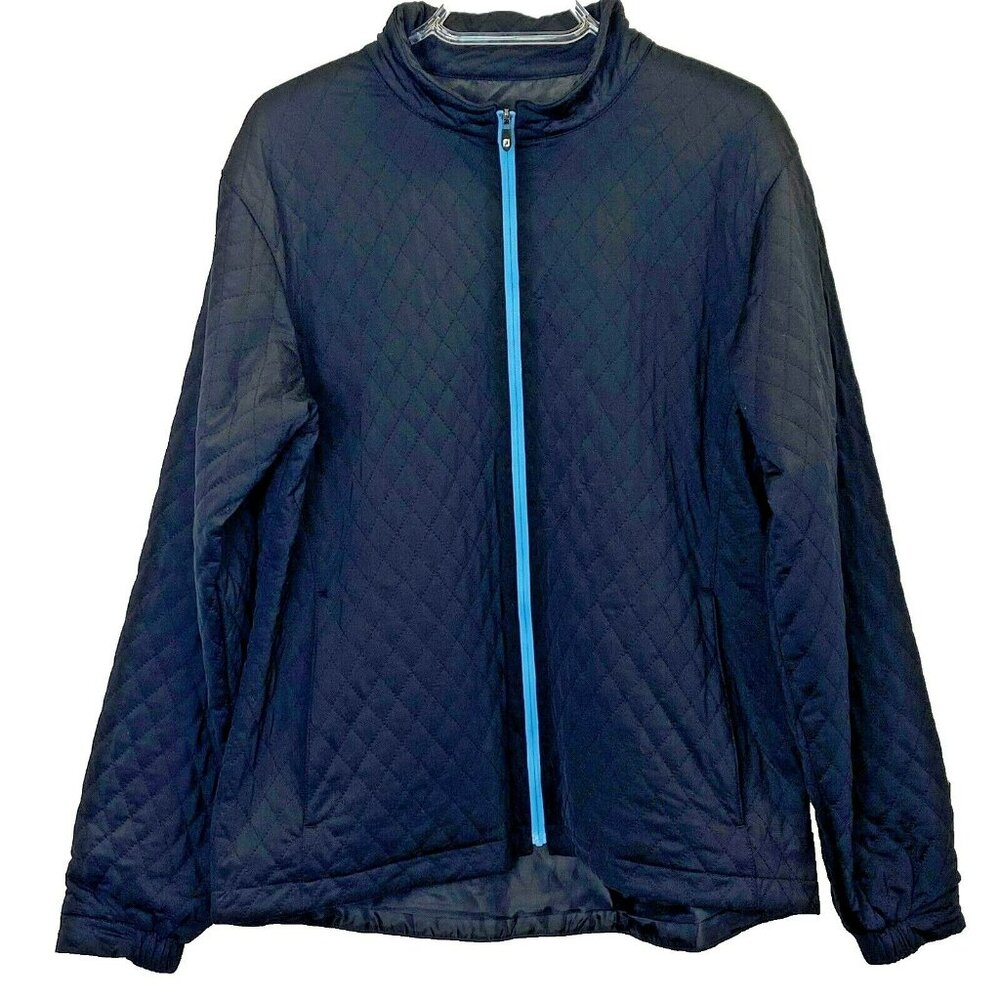 Footjoy FJ Jacket Womens Medium Black Zip Up Pockets Long Sleeve Quilted Golf